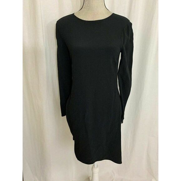 Zara Womens Long Sleeve Solid Black Side Slit Crew Neck Top Small - Picture 2 of 7